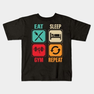 Eat Sleep Repeat Gym Repeat Gift Shirt Kids T-Shirt